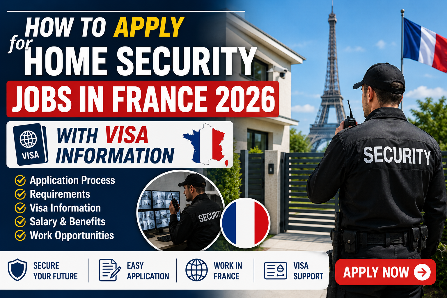 How to Apply for Home Security Jobs in France 2026 with Visa Information